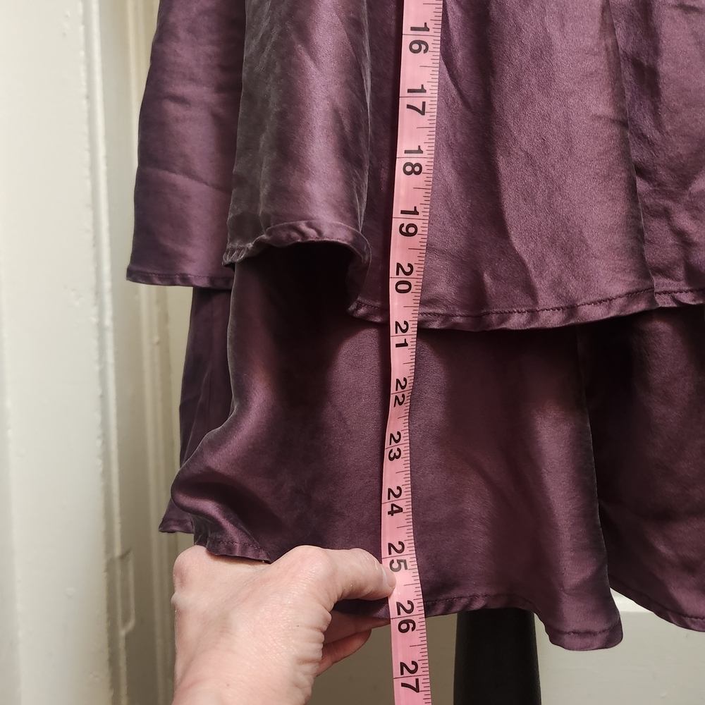 ayc By Joshua Faulk 100% Silk Purple Tiered Skirt Sz 6 EUC - Picture 6 of 13